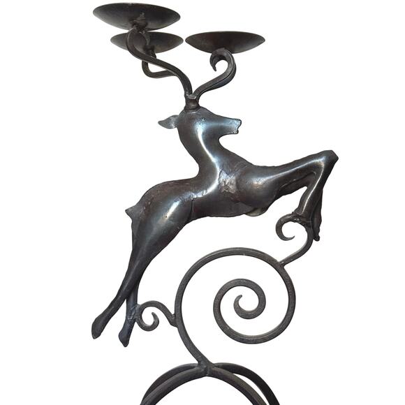 Pier 1 20" Wrought Iron Reindeer Candle Holder Candelabra Decorative Centerpiece - Picture 3 of 5